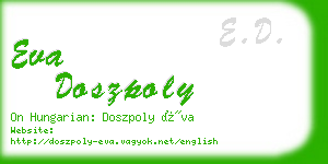 eva doszpoly business card